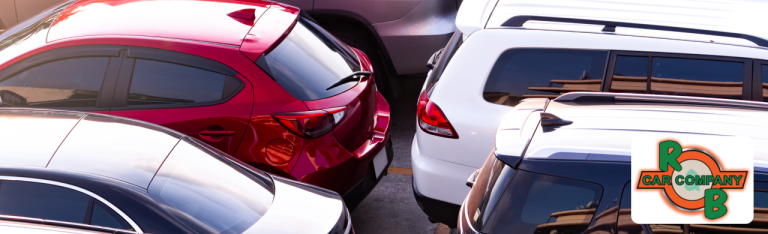 Pre-owned cars lined up at R&B Car Company in Warsaw, Indiana