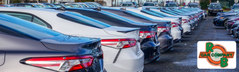 R&B Car Company Warsaw dealership lot featuring a variety of used cars, trucks, and SUVs.
