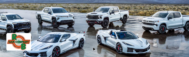 Used Chevrolet trucks and SUVs displayed at R&B Car Company Warsaw dealership lot